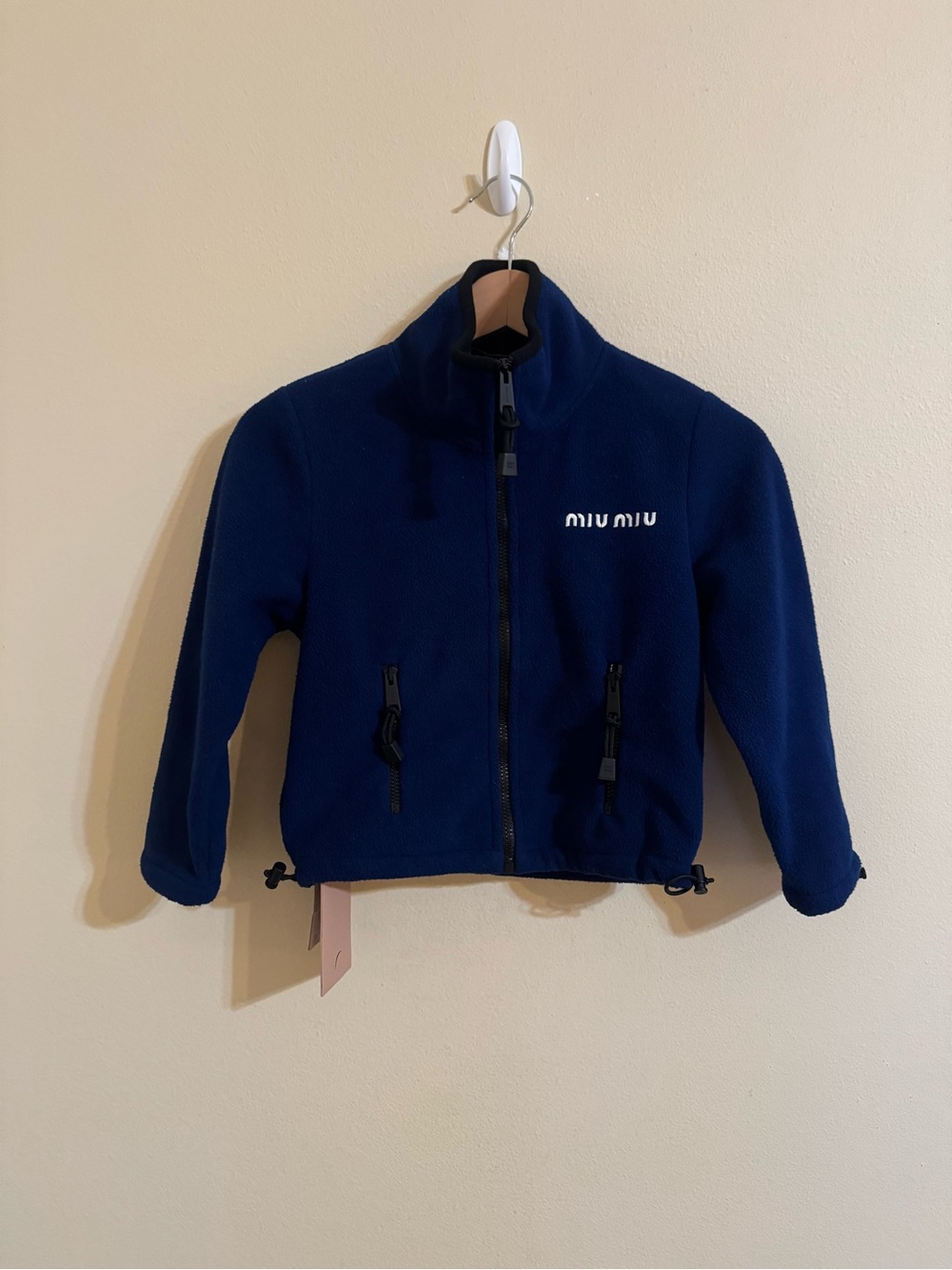 Miu Miu New Cropped Fleece Full Zip Jacket Blue Small